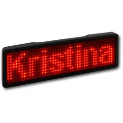 LED Name Tag, 11x44 Pixel, USB - Rahmen: schwarz - LED: rot
