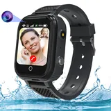 Smartwatch Kinder, 4G Kinder Smartwatch mit GPS und Telefon, Wasserdicht GPS Uhr Kinder mit Anruffunktion Videoanruf SOS IP68 Handy Spiel Voice Chat Wecker Schulmodus Jungen Mädchen Student Geschenk