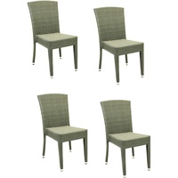 4x KONWAY® MAUI Stapelstuhl Quarz Polyrattan Garten Sessel Stuhl Set stapelbar