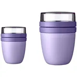 Mepal | Lunchpot Ellipse Duo Pack | Müslibecher, Joghurtbecher, To Go Becher - Geeignet für Tiefkühler, Mikrowelle - 300 500 ml | Vivid Lilac