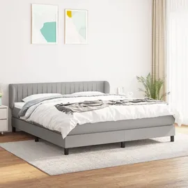 vidaXL Boxspringbett mit Matratze Hellgrau 160x200 cm Stoff - Grau