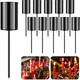 Adventskranz Kerzenhalter Stabkerzenhalter Kerzenstecker Retro Kerzenteller Adventskranz mit Kurzspieß als Dekoration für Weihnachten und Zuhause mit Pinzette (Schwarz) (10)