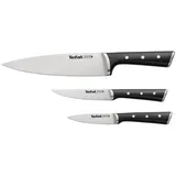 Tefal Ice Force 3-teiliges Messerset, Schälmesser 9cm, Chef-Messer 20cm, Universalmesser 11cm, deutscher Edelstahl, ergonomischer Griff, lang anhaltende Schneideleistung und Schärfe, schwarz,