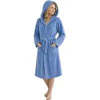 Morgenstern Bademantel Damen mit Kapuze 100% Baumwolle Frottee OEKO-TEX® Morgenmantel Marina Jeans-Blau Gr. XL - XL