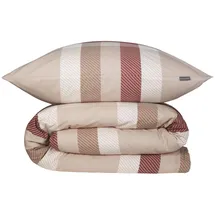 SCHIESSER Bettwäscheset Kris - Renforcé - 2-teilig - 135 x 200 cm, - Beige-Rot
