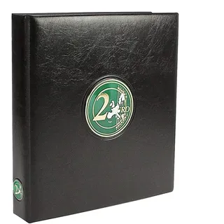 Schwäbische Albumfabrik Safe 7343 Premium Münzalbum "2 Euro Universal" + 2 x Münzhüllen 7393S mit farbigen Vordruckblättern + Sticker-Set Flaggen - Jahreszahlen