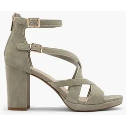 Leder Sandalette - Damen - olive