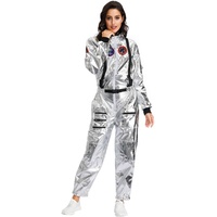 FROON Astronaut Kostüm Herren Damen Silber Weltall Raumfahrer Anzug Spaceman Overall Outfit Weltall kostüm Rennfahrer Kostüm für Cosplay Party Karneval Fastnacht Kleidung
