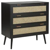 Beliani Kommode Schwarz, Beige Holzwerkstoff, 80x80x40 cm Wohnzimmer, Kommoden / Sideboard, Opoco 80 x 40 x 80 Modernes Design Wiener Geflecht Rattangeflecht für Schlafzimmer Flur