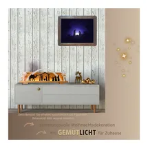 Weigla Dekofigur Figurenset "Christi Geburt" für WEIGLA Dekosockel, aus Holz (Set, 6 St., Bogen, Stall + Heilige Familie, Kamel, 2 Palmen und Heilige 3 Könige), Erzgebirge garantiert, Weihnachtsdeko innen braun|weiß