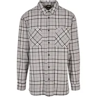 URBAN CLASSICS Oversized Check Langarmhemd Grey / Black S