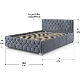 Juskys Nizza 180 x 200 cm dunkelgrau