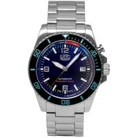 UMF Ruhla Autokinetic Herrenuhr blaues Ziffernblatt Gliederarmband - 1072M-3
