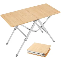 KINGCAMP Campingtisch Bamboo Duo Klapptisch Camping Tisch Verstellbar Alu Bambus