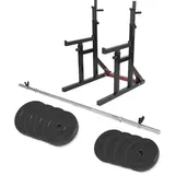 Squat Rack verstellbar in Höhe und Breite inkl, Langhantel Set Kunststoff 40 kg