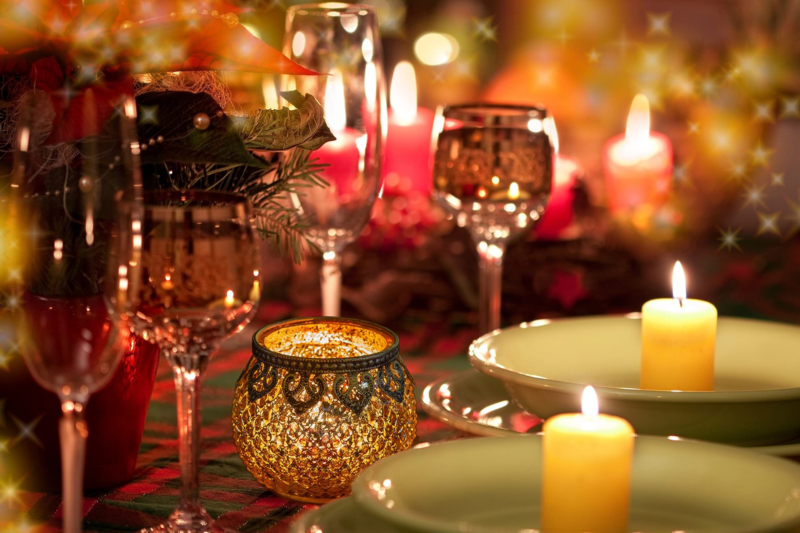Jinfa 2er Set Teelichthalter aus Glas Windlichter Kerzengläser Teelichtgläser Geschenk | Kugelform | Königliches Gold Ø 8cm x h 8.8cm