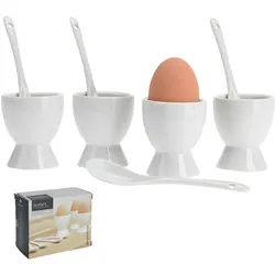 Eierbecher Eierhalter Eierlöffel 8tlg Ø5cm Porzellan Keramik Frühstück Eier Becher Löffel