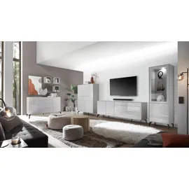 Mäusbacher Kommode "Imola", grau (kreidegrau matt lack, glas kreidegrau glanz), Füße aus Metall,2 Packstücke, 2 Stk., 0 Stk., Sideboards, Kommode, Mäusbacher Kommode mit Glasfront und Glasoberplatte