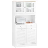 SoBuy Küchenschrank Sideboard mit Mülleimer-Fach Mikrowellenschrank FSB101-W