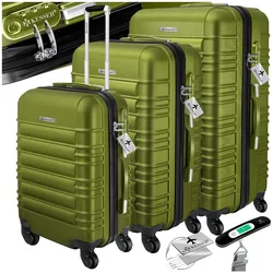 KESSER® 3tlg. Hartschalenkofferset Hartschalenkoffer Reisekoffer Set Reisekofferset Trolley Koffer Inkl. Kofferwaage + Gepäckanhänger Rollkoffer Schloss 4 Rollen ABS-Hartschale Teleskopgriff M-L-XL