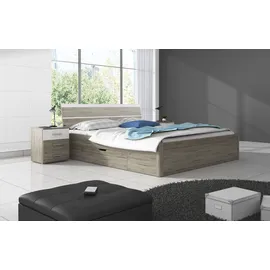 Home Affaire Stauraumbett HOME AFFAIRE "Beta, Breite 160 oder 180cm, moderne Bettanlage mit 2 Schubladen", braun (san remo, san remo, weiß, san remo), B:166cm L:206cm, Betten, Stauraumbett, Bettgestell in zwei Größen inklusive 2 Bettschubladen