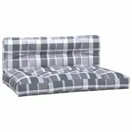 vidaXL Palettenkissen 2-tlg. 60 x 40 x 20 cm grau kariert