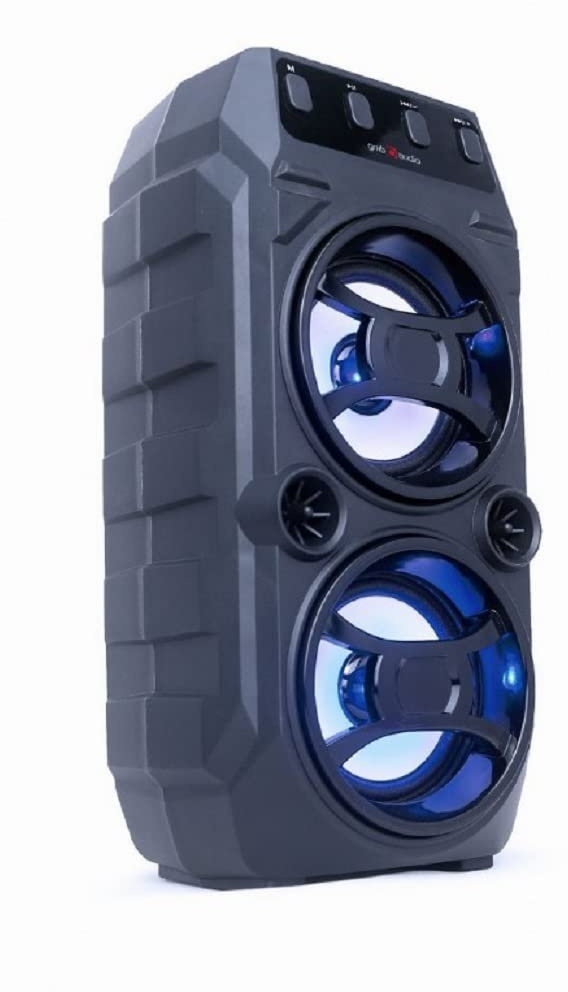 Gembird Portable Speaker Wireless Bluetooth tragbarer Party Lautsprecher mit Karaoke-Funktion und LED Lichteffekt, blau, dunkel