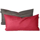 SCHIESSER Kissenhüllenset Doubleface - 2-teilig - 40 x 80 cm - Rot-Dunkelgrau