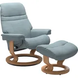 Stressless Stressless® Relaxsessel »Sunrise«, (Set, Relaxsessel mit Hocker), mit Classic Base, Größe M, Gestell Eiche blau