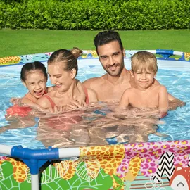 BESTWAY Steel Pro Paradise Frame Pool rund 274 x 66 cm bunt