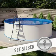 POOL Total Set SILBER Ø 5,00 x 1,20 m Folie blau 0,80 mm, aufgestellt