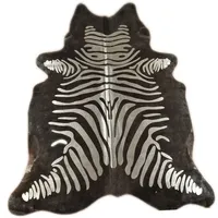 KUHFELL online & NOMAD Fellteppich Kuhfell Grau Beige mit Silber Gold & Kupfer Metallic Zebra Prägung schwarz|silberfarben