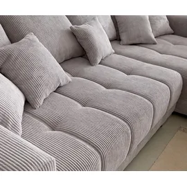 DeLife Ecksofa Cord 3-Sitzer Silbergrau