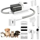 3-in-1 Hundeschermaschine mit Staubsauger, Tierhaar Schermaschine Katze mit 6 Führungskämme, 2,2L Hundestaubsauger mit Bürste, Leise Hundefön mit 13 Pflegewerkzeugen, 3 Luftstärken, Kalt-/Heißluft