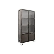 Massivmoebel24 Vitrine Mango 90 x 40 x 190 cm Grau