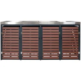 Mendler Mülltonnenverkleidung HWC-K14 124 x 265 cm braun