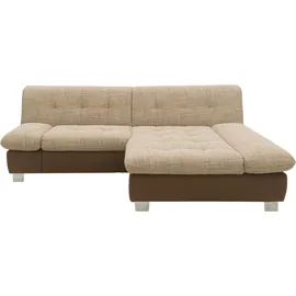DOMO collection Ecksofa DOMO COLLECTION "100031 234x157 cm, kompakt, komfortabel & bequem, L-Form", beige (beige, braun), B:234cm H:80cm T:157cm, 90% Polyester, 10% Acryl, Sofas, Ecksofa, whlw. mit Bettfunktion und Armteilverstellung
