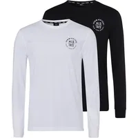 H.I.S. Langarmshirt schwarz/weiß M
