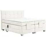 inter Boxspringbett BERN 200x200 cm mit Motor Elektrisch verstellbare (Elektrisch verstellbar, inkl-Motor -Elektrisch verstellbare), Elektrische Kopf- u. Fußteilverstellung weiß