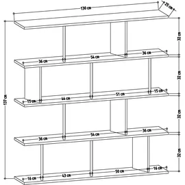 Livetastic Standregal 130 x 25 x 137 cm Eiche/Weiß