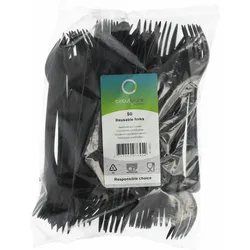 Papstar 150x BIO-Gabeln Mehrweg 185mm aus BIO-PP extra stabil schwarz