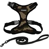 Best Pet Supplies Voyager Step-in Lock Katzengeschirr und reflektierende Katzenleine mit Neoprengriff by Best Pet Supplies - Unterstützt kleine, mittelgroße und große Katzenrassen, Armee, size S - 1,5 m