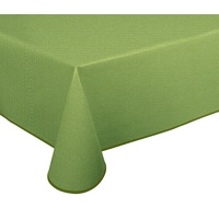 Wachstuch Tischdecke abwischbar rutschfest mit Paspelband Eckig Rund Oval, Motiv Farbe Größe wählbar (Leinenstruktur Grün, Oval 140x190 cm)