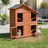Mucola - Freigehege Kaninchenstall Hasenkäfig Kleintierstallhasenstall Holz 4 Boxen Xxl
