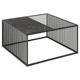 ebuy24 Couchtisch Strington - schwarz-transparent - Marmoroptik - 80x80 cm