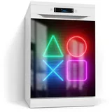 DEQORI Magnetfolie 'Playstation Elemente', beschreibbar Spülmaschine Magnetmatte magnetisch Magnetfolie bunt|schwarz 60 cm x 70 cm