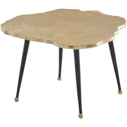 Kadima Design Moderner Couchtisch - Schwarz/Gold, Baumscheiben-Look aus Aluminium. 64x64x37 cm