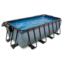 EXIT TOYS Stone Pool 400 x 200 x 122 cm inkl. Sandfilterpumpe + Abdeckung