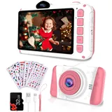 Kinderkamera, 3,5-Zoll Großbildschirm , Digitalkamera Kinder, 1080P HD 12MP, Anti-Drop, Dual-Kamera, Fotoapparat Kinder mit 32GB-Karte, Geschenke für 3-12 Jahre Jungen und Mädchen, Weihnachtsgeschenke