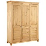 Home Affaire Kleiderschrank »Rauna, mit Lamellen und Kassetten, klassischer Landhausstil, rustikal«, (2 Breiten: 113/159 cm H/T ca. 195/60 cm), massive Kiefer, Metallgriffe, mehrere Varianten, zeitloses Design beige